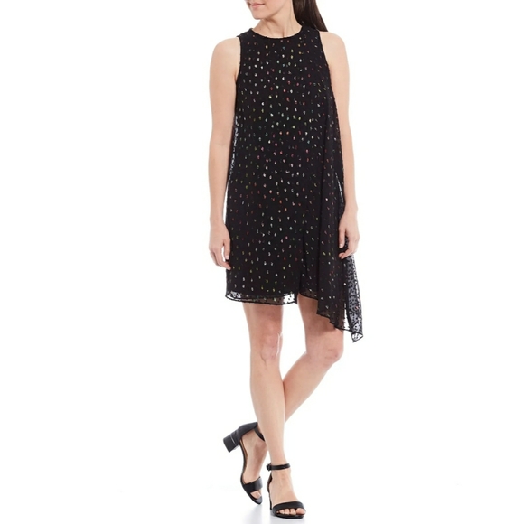 Alex Marie Cassidy Dot Chiffon Assymetric Dress - Picture 1 of 14
